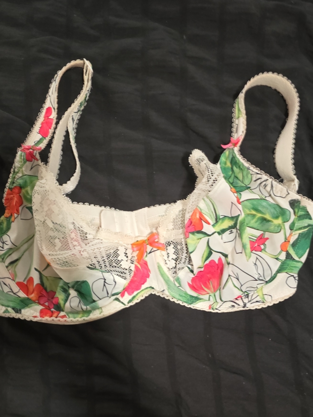 Freya Cream Floral Underwire Bra with Pink & Green Accents